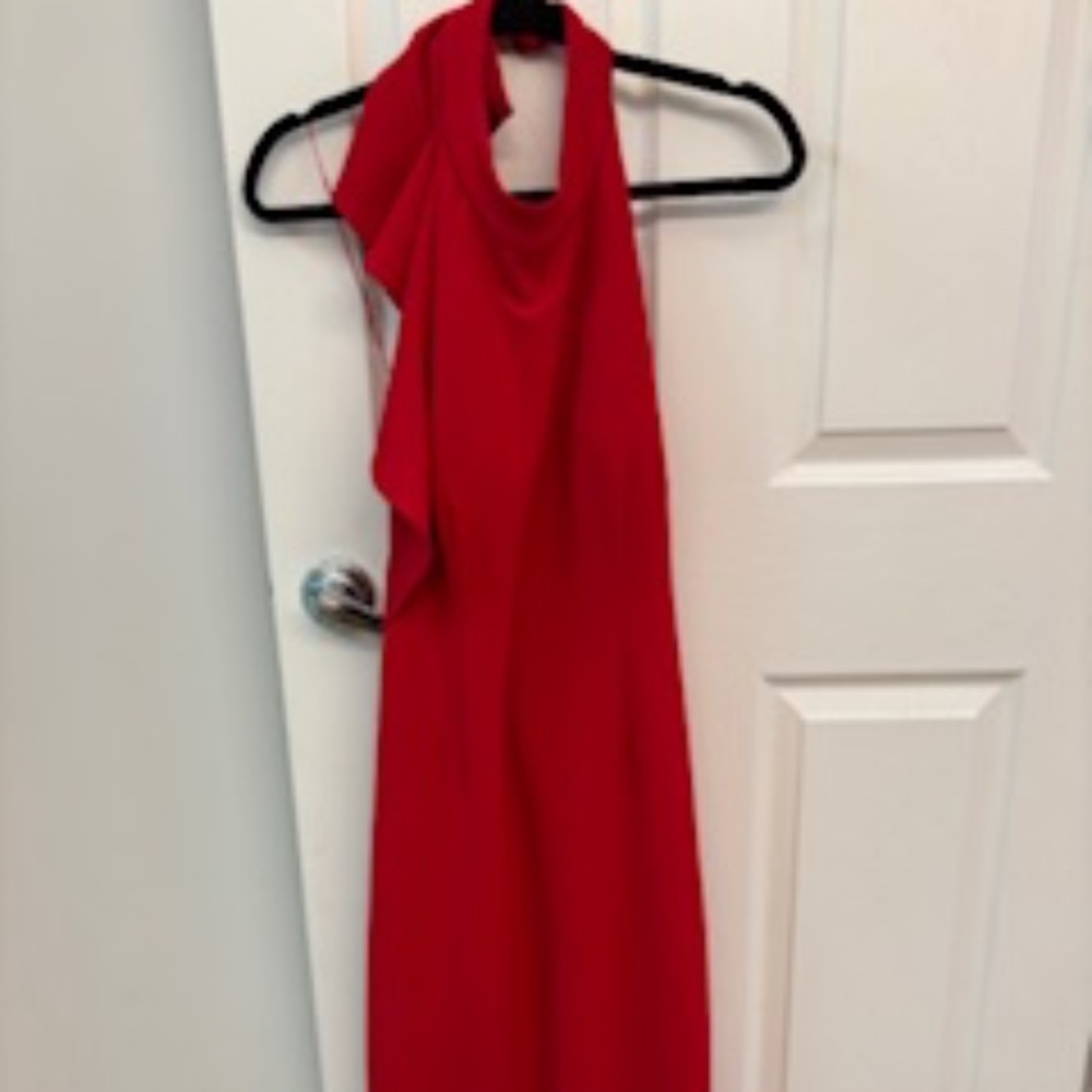 Adrianna Papell Red Midi Dress Size 10 Halter